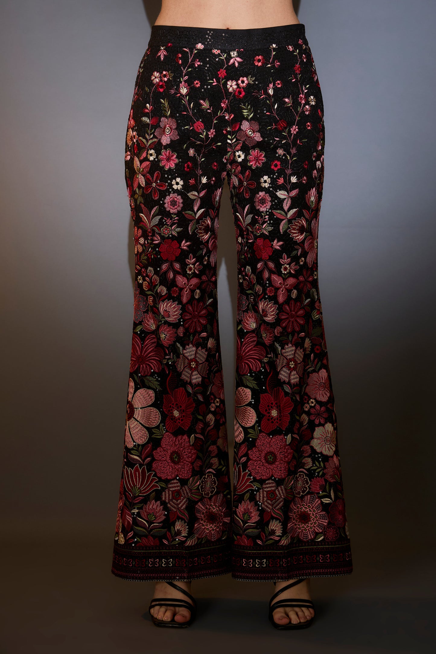 multi coloured floral tunic set with boot cut trousers