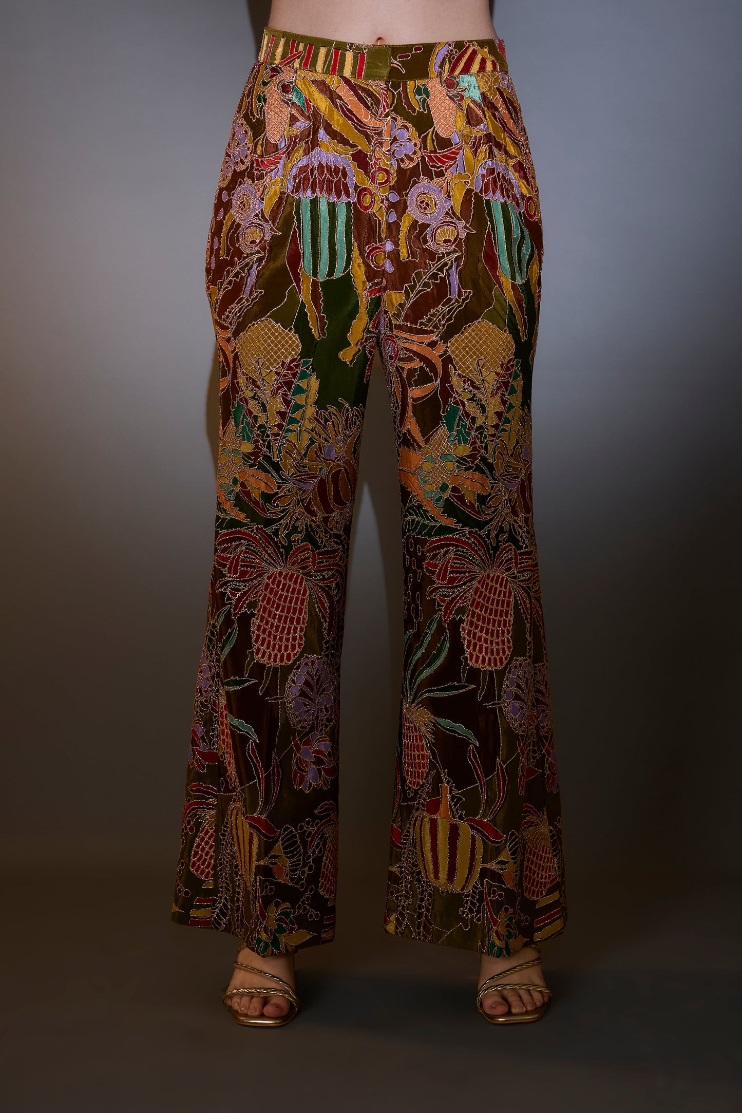 mehndi green blazer set with abstract embroidery and intricate aari work