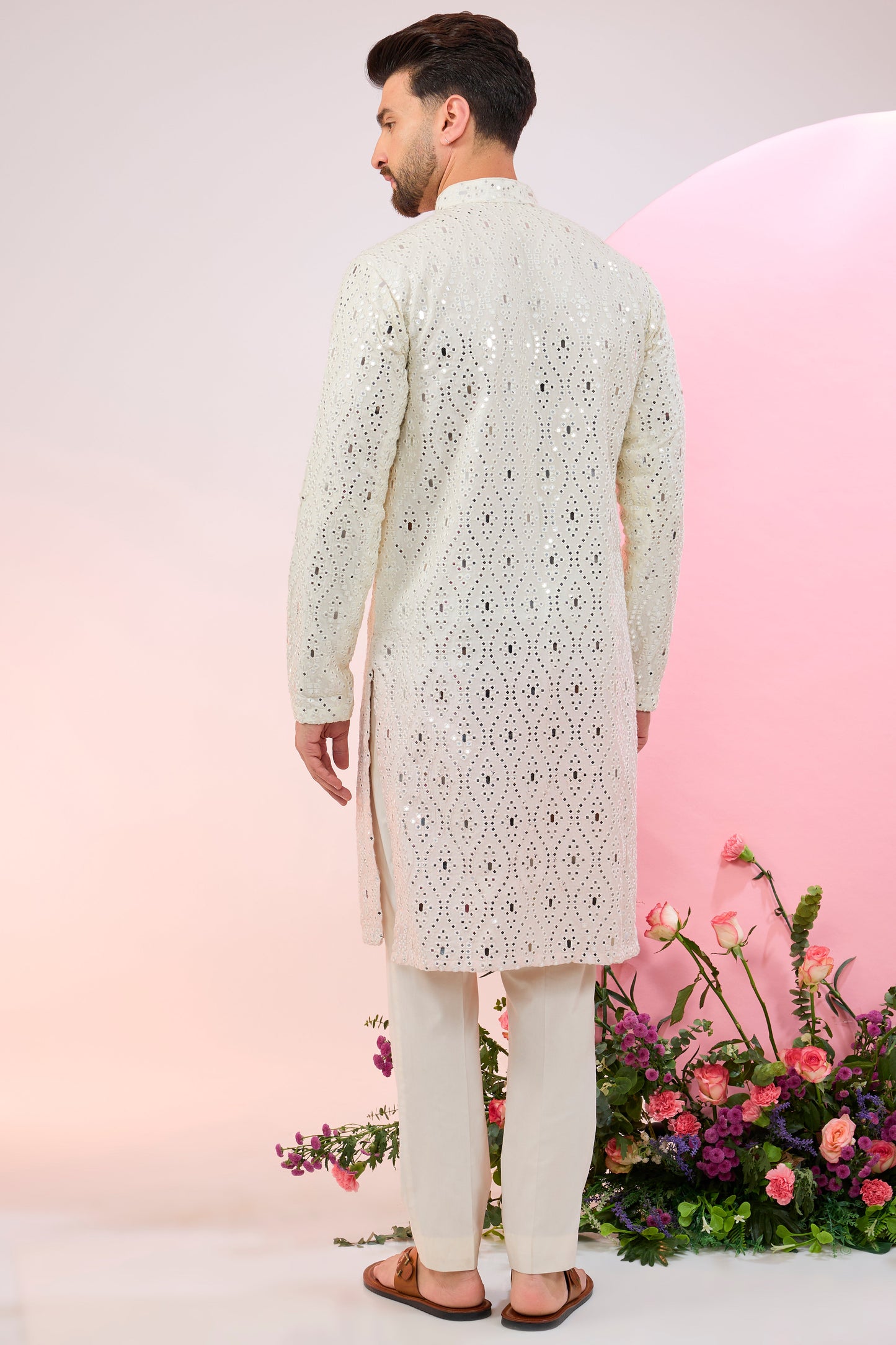 signature ombre shaded mirror work kurta