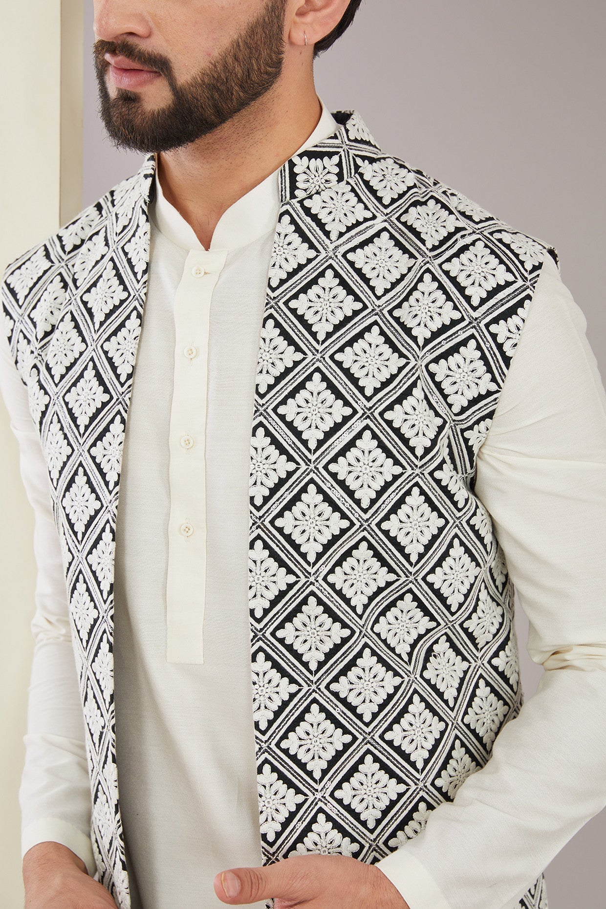 Classic Long Embroidered Open Shrug - kasbahmen