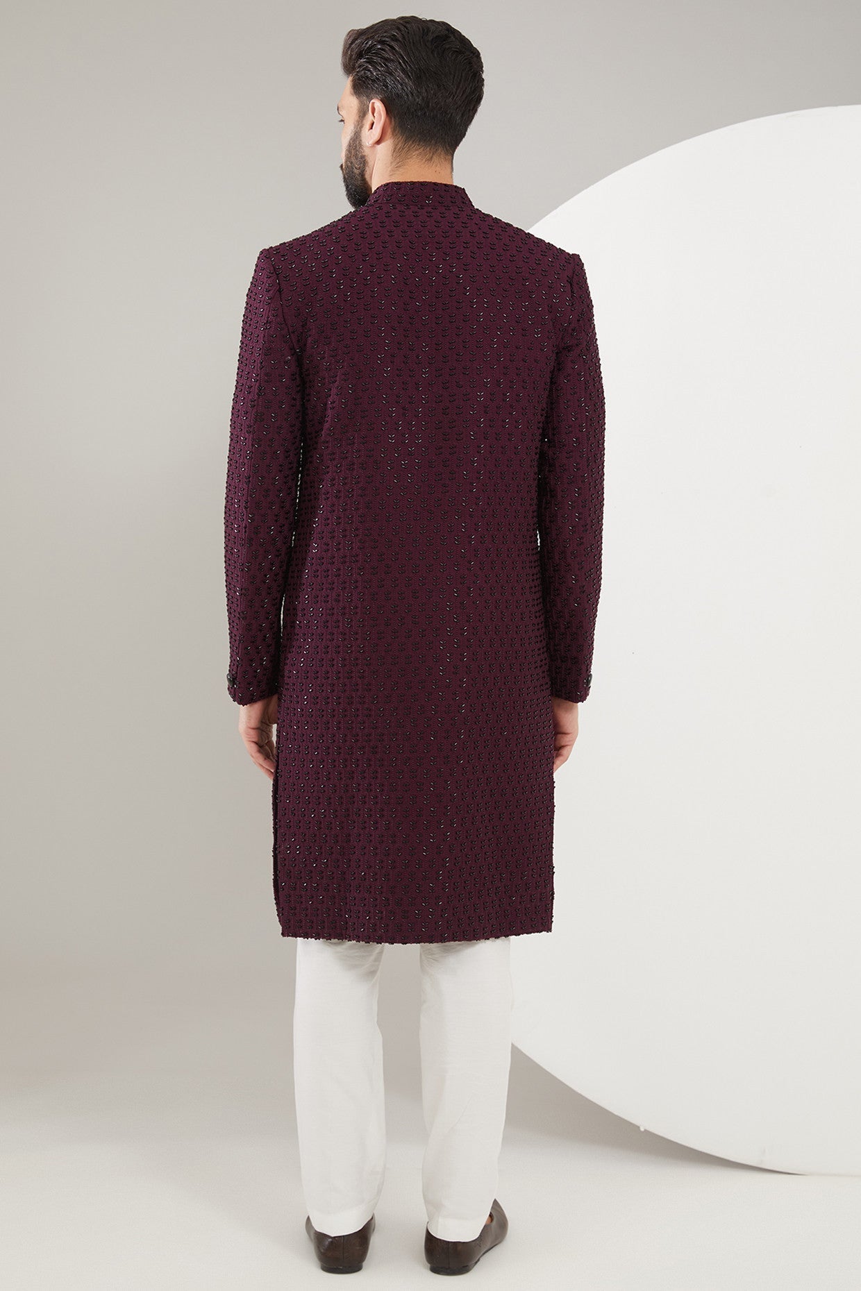 Maroon/Wine Cut-dana Sherwani - kasbahmen