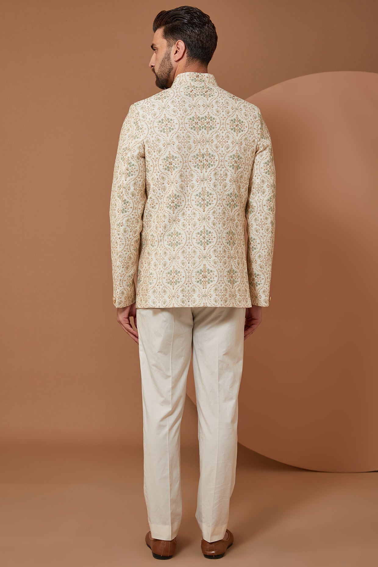 Ivory Cream Embroiderd Bandhgala - kasbahmen