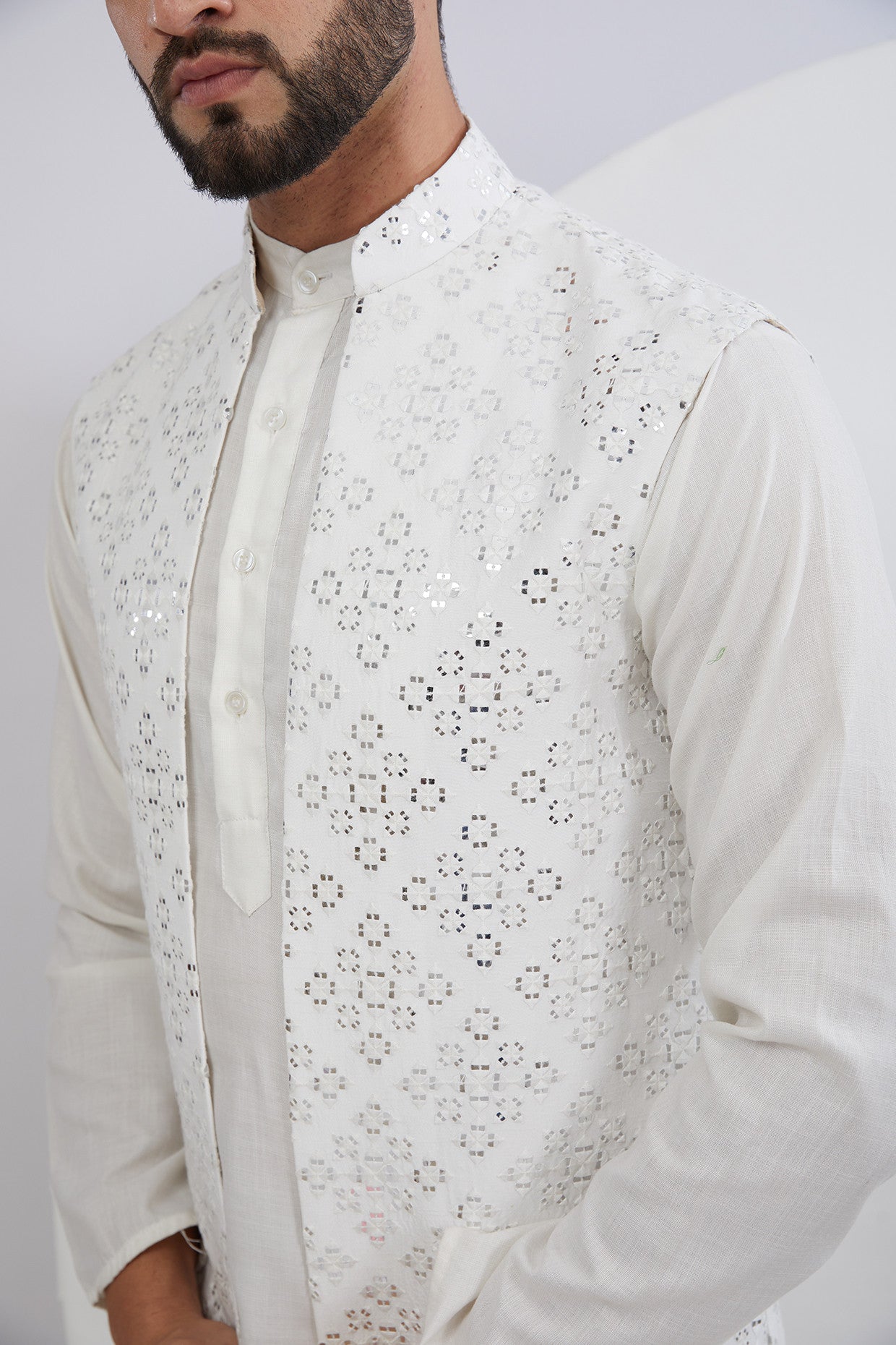 Classic Mirrorwork Long Open Shrug - kasbahmen
