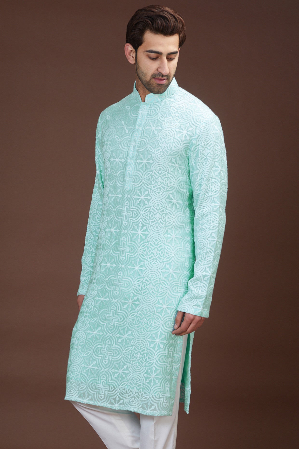 Pastel blue chikankari kurta - kasbahmen