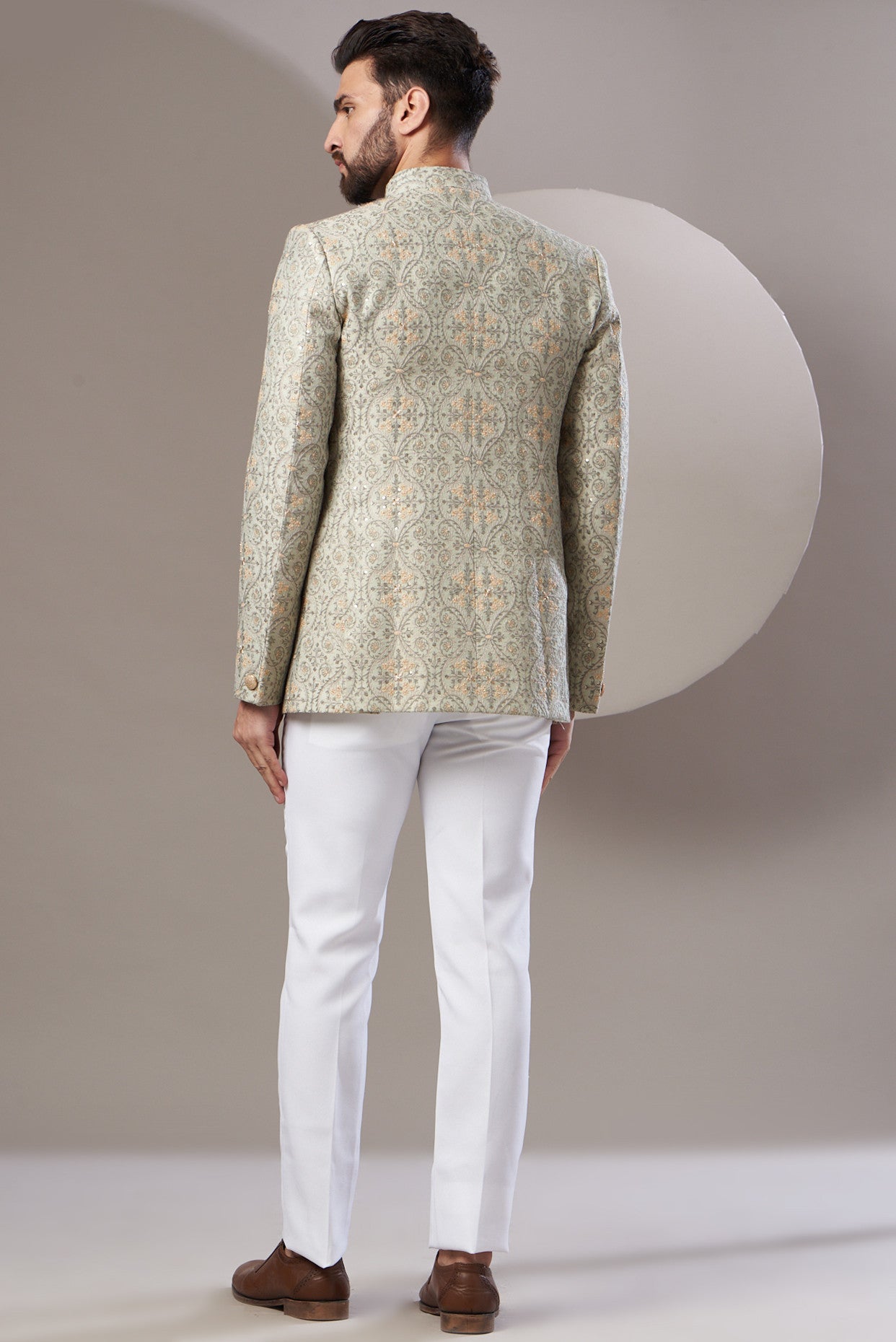 Formal mint green embrodried bandgala - kasbahmen