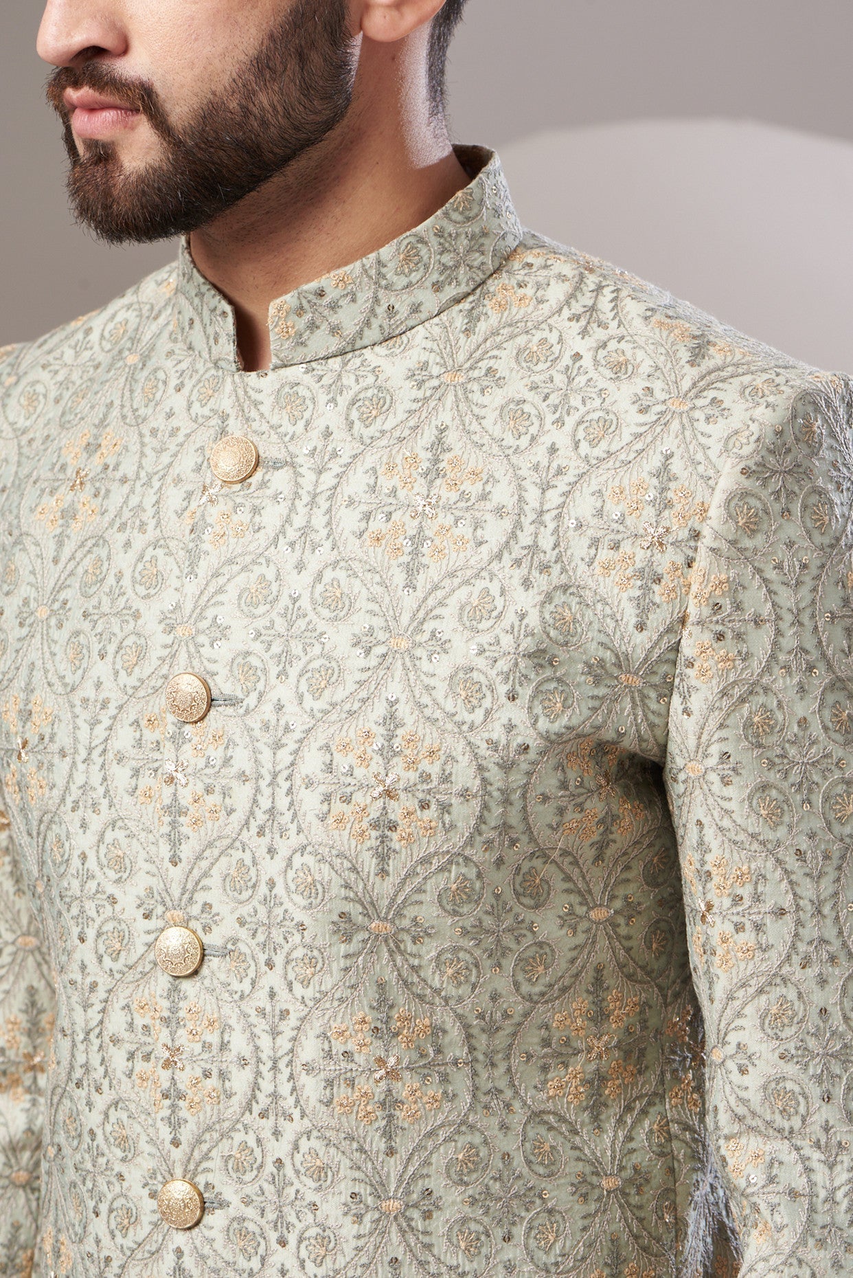 Formal mint green embrodried bandgala - kasbahmen