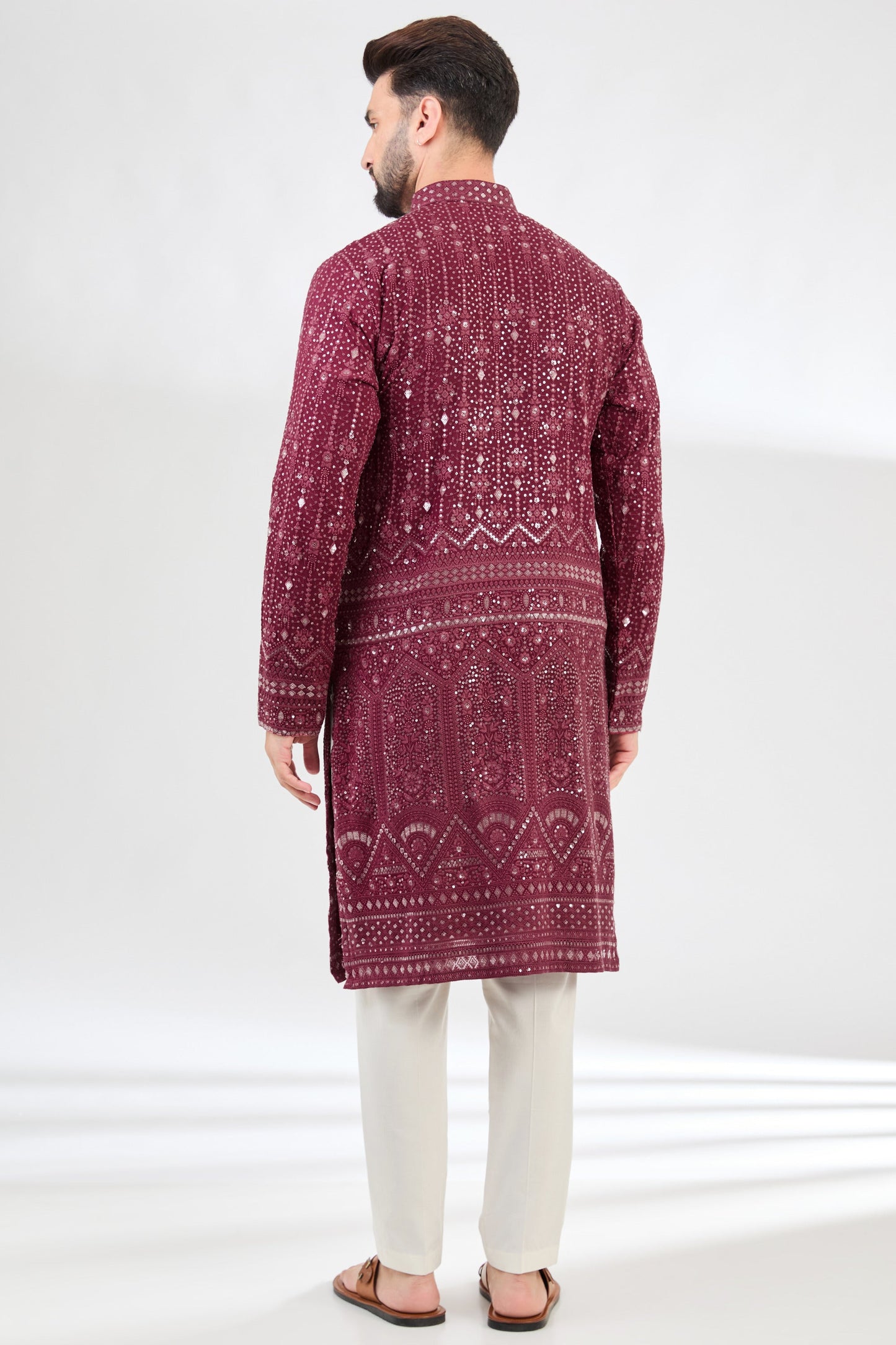 Burgendy chikankari kurta - kasbahmen