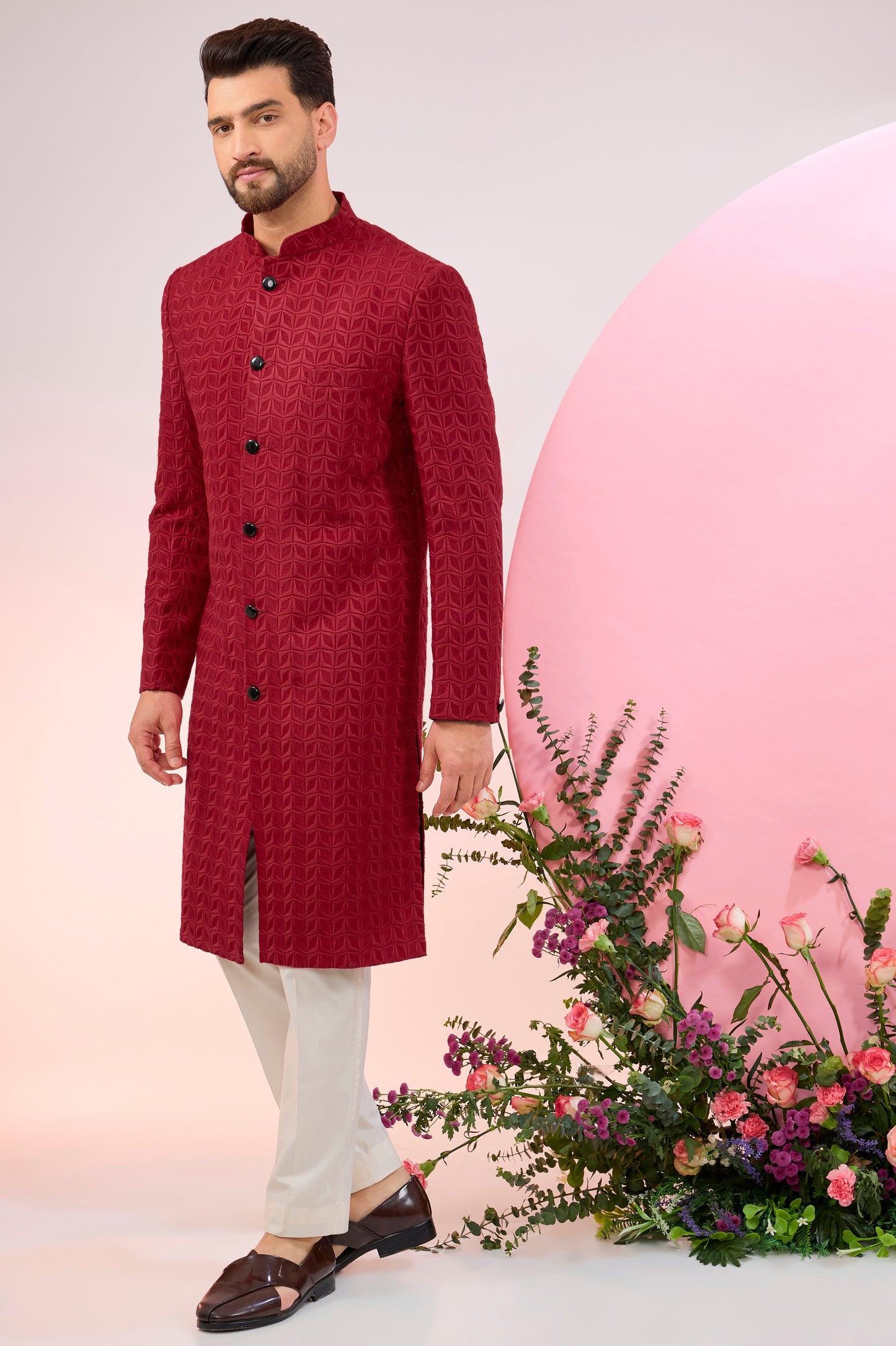 red thread work sherwani