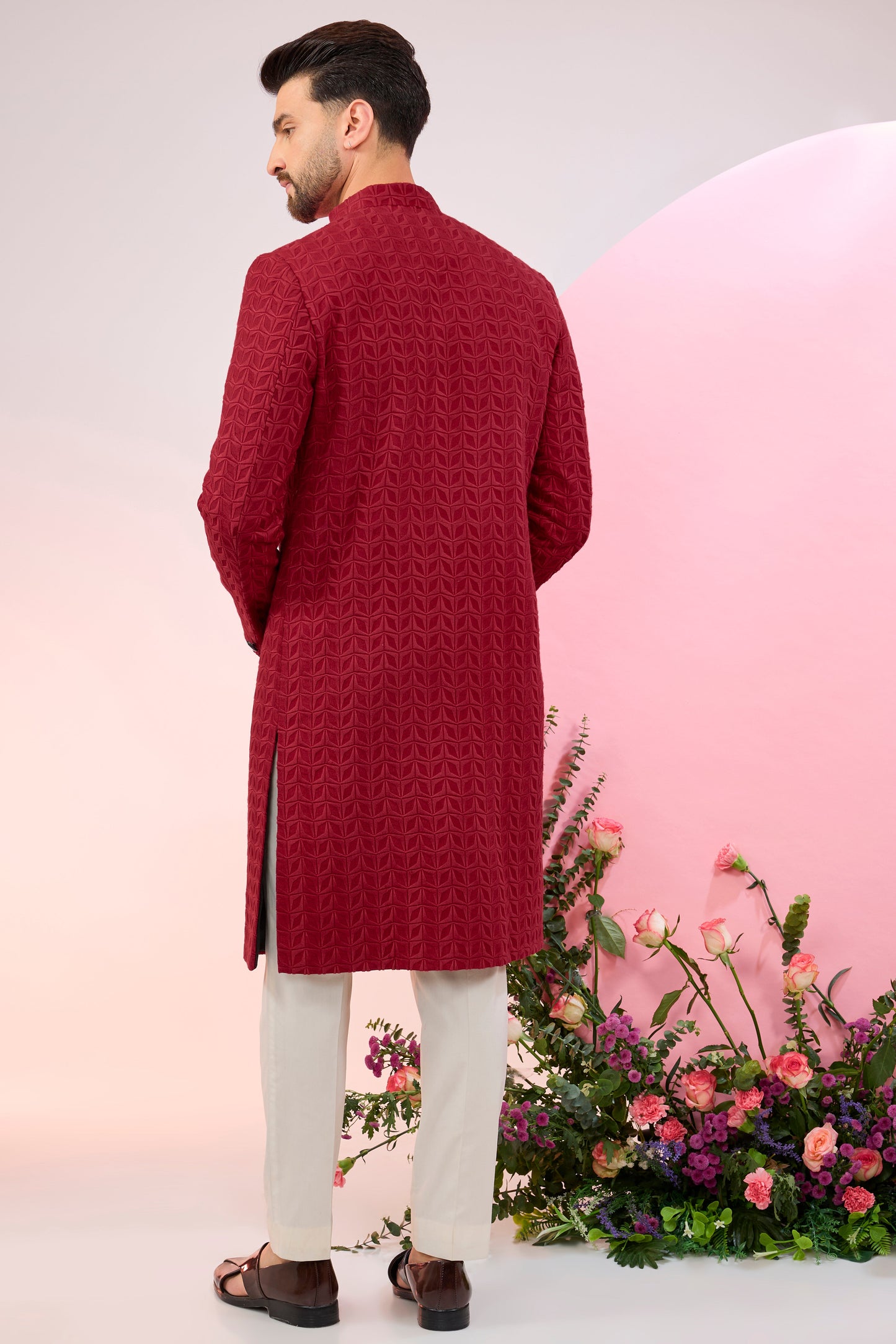 red thread work sherwani