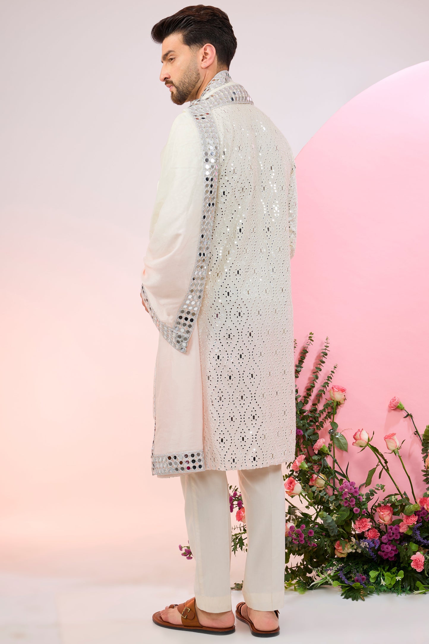 signature ombre shaded mirror work kurta paired with mirror work stole