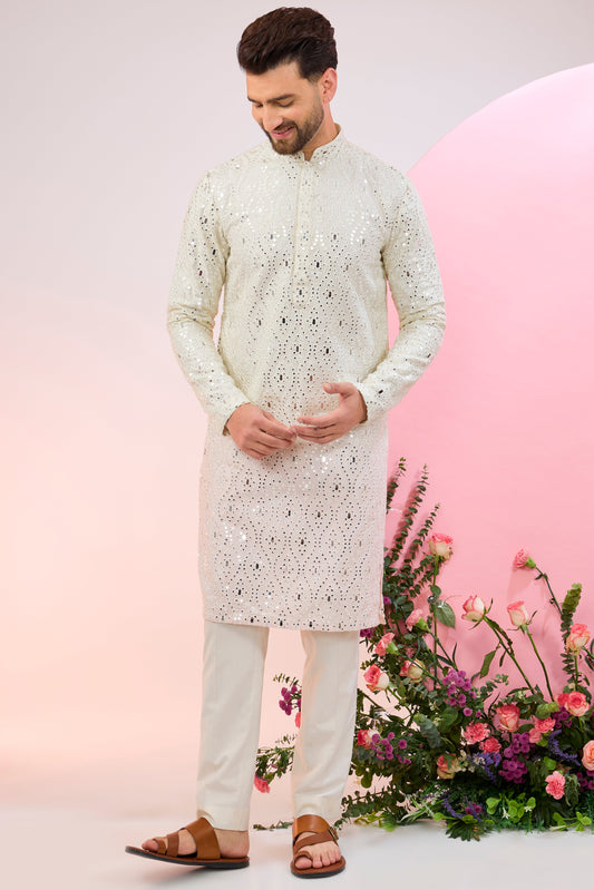 signature ombre shaded mirror work kurta
