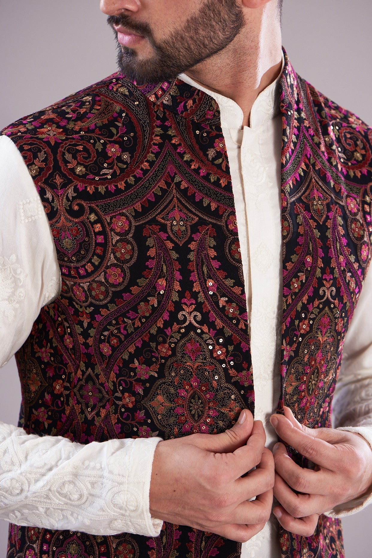 Kalamkari long open shrug - kasbahmen