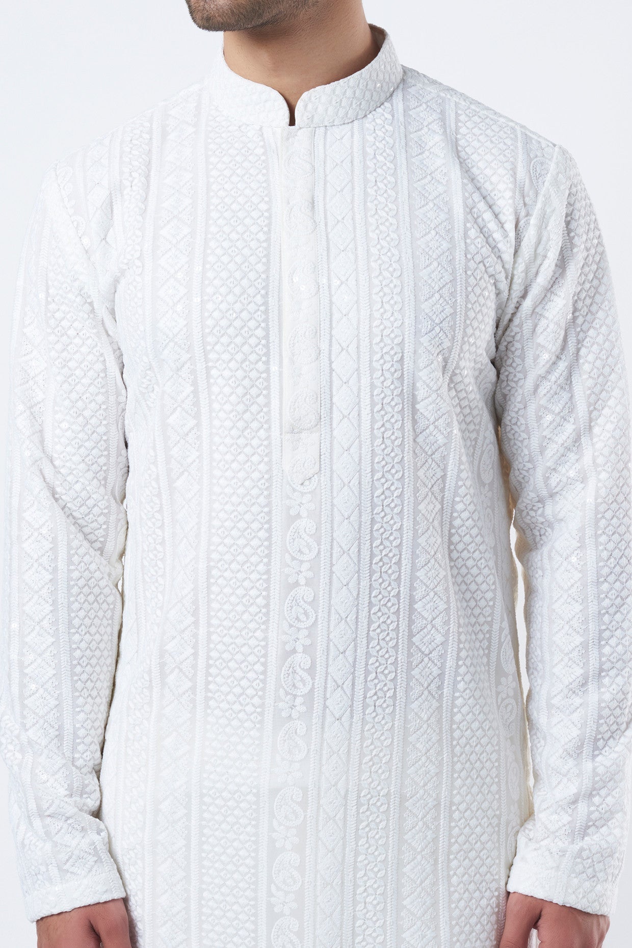 White Georgette Kurta - kasbahmen