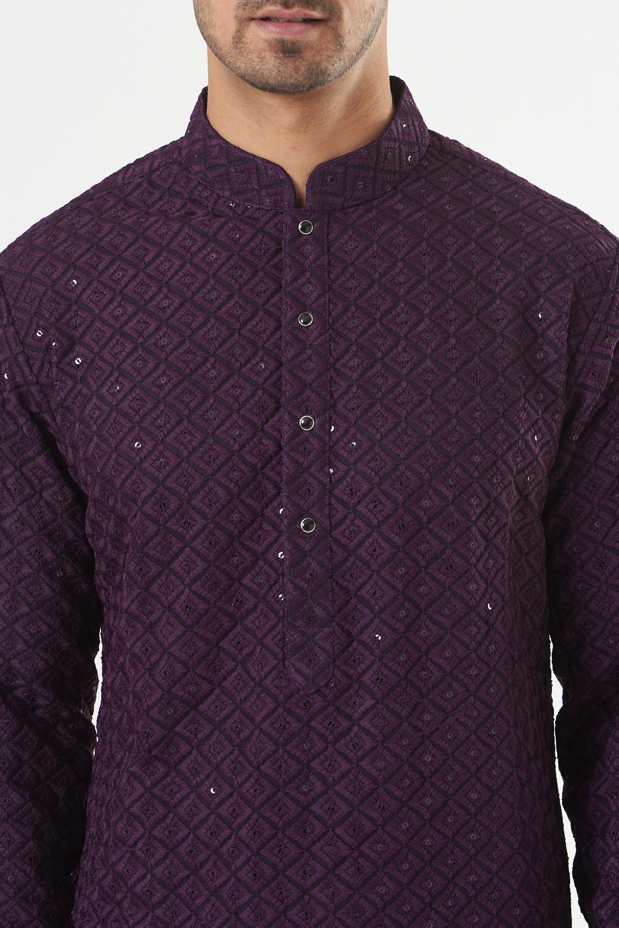 Wine Chikankari Kurta - kasbahmen