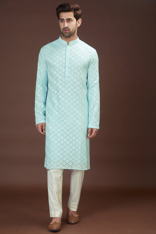 Pastel chikankari kurta - kasbahmen