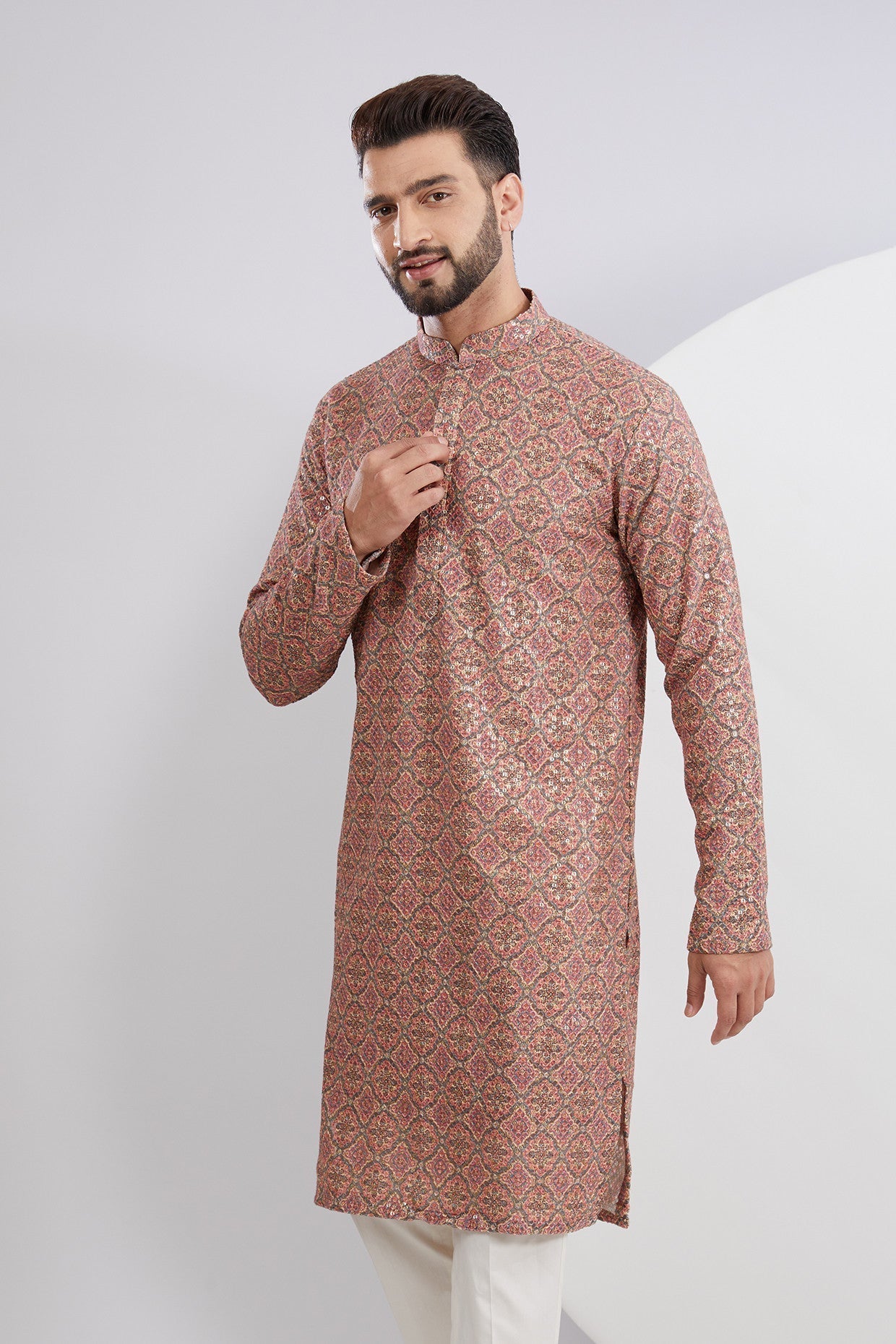 Multi Embroidered Kurta with Print - kasbahmen